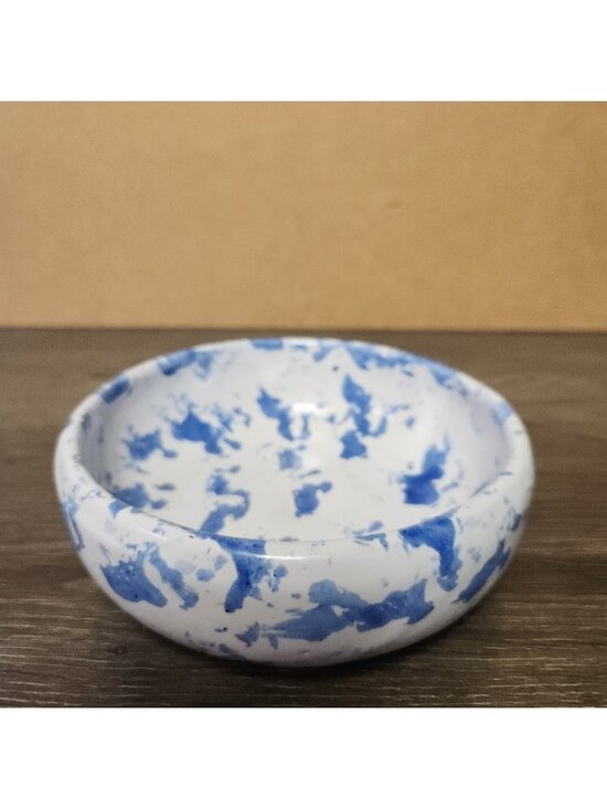 Vintage Bybee Pottery Kentucky Blue Spongeware 5" Bowl Signed KY Folk Art MCM - Picture 2 of 7